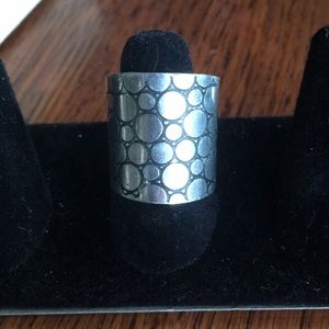 White brass adjustable wide band ring